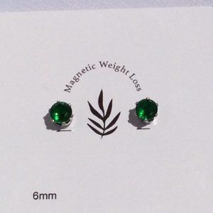 6mm Bright Emerald Green Crystal Magnet Earrings